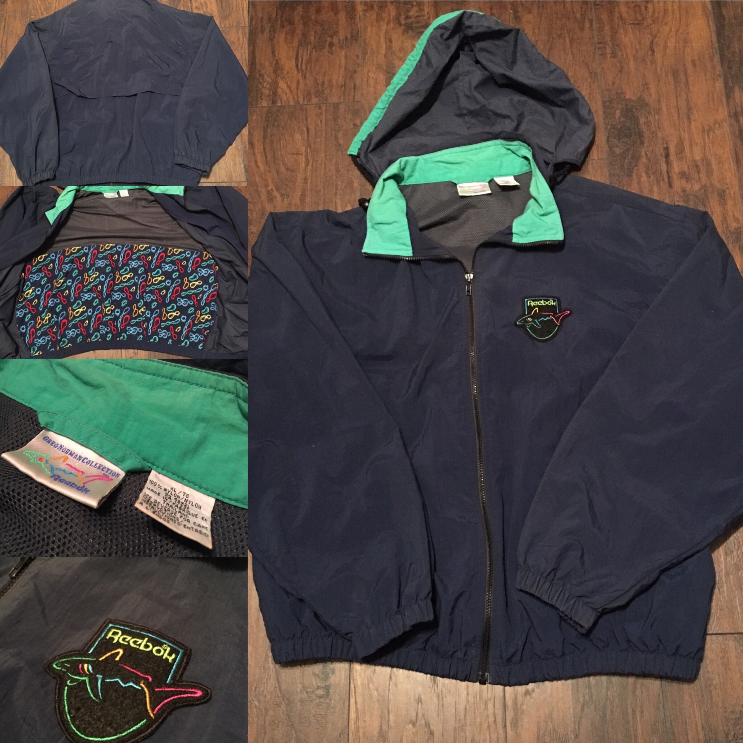Greg Norman Collection Reebok Windbreaker jacket Size XL. Northeastern Throwback Threads