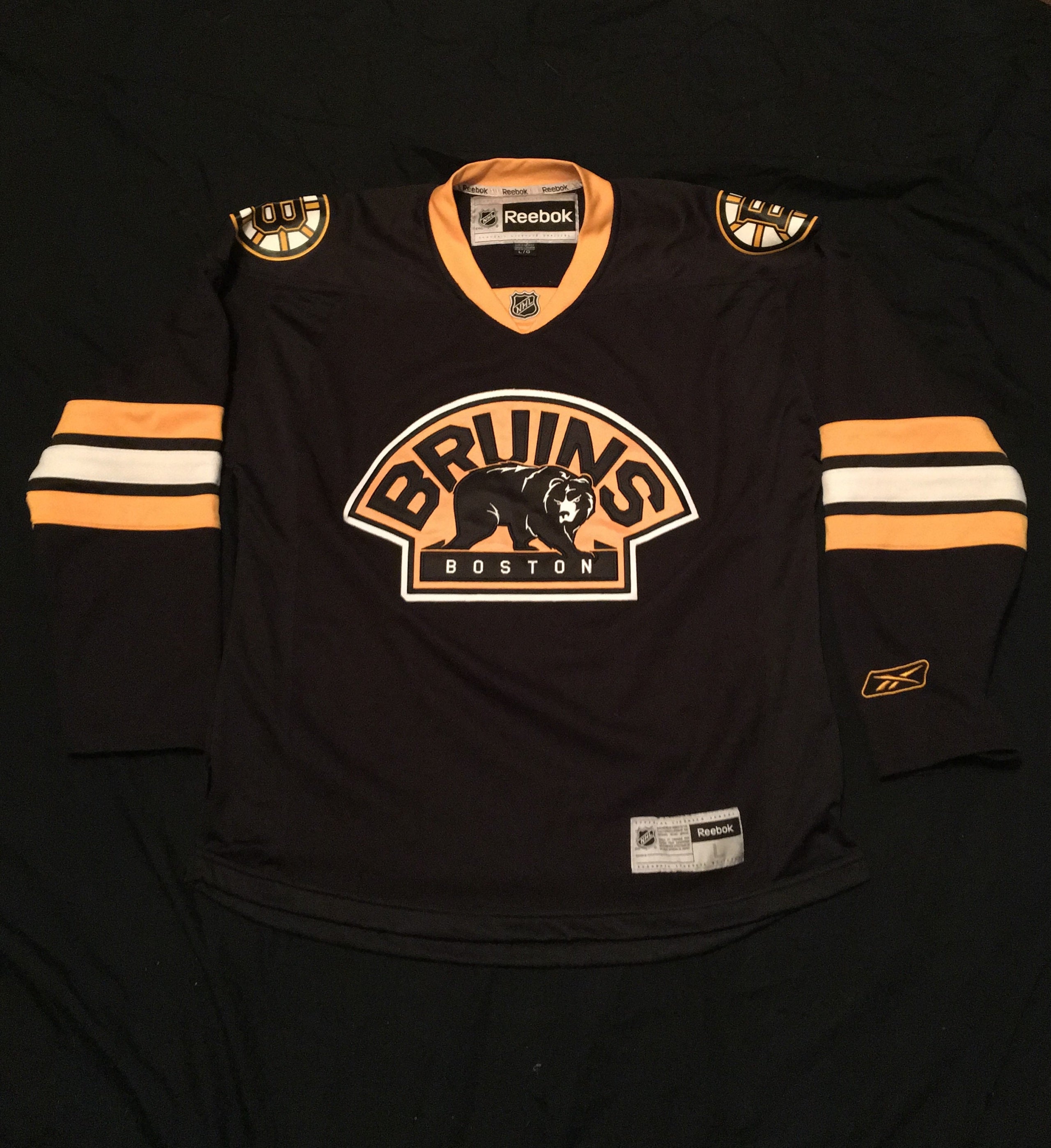 Boston Bruins Walking Bear Alternate Reebok Jersey Northeastern Throwback Threads